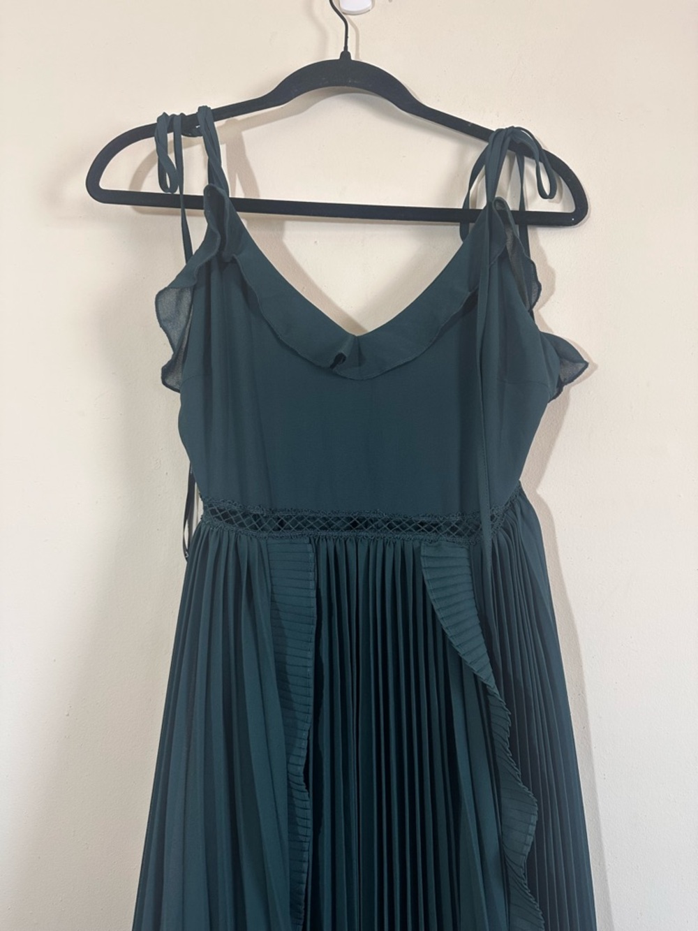 Lulus Never A Dull Moment Tie Strap Emerald Green Midi Dress Size small - Picture 8 of 16